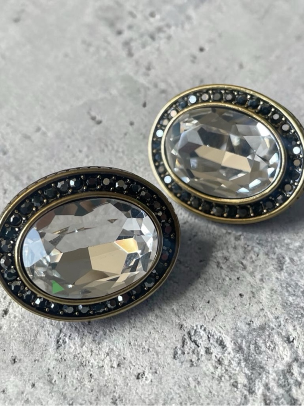 Heidi Daus Signature Accent Earrings in Clear and Black Hematite